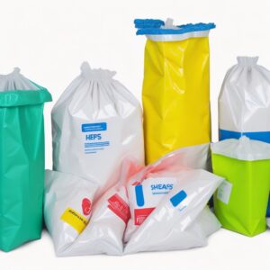 red blue green yellow dustbin sharps containers- for in hospital
