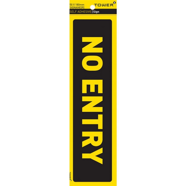 Warning Sign - No Entry - Yellow-Black - 185 x 50mm - SIGNANE(R)