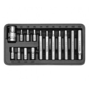 Hex Bit Socket Set - Chrome Vanadium - 1/2" Connector - Standard Length and Long - 15 Piece - YT-0413