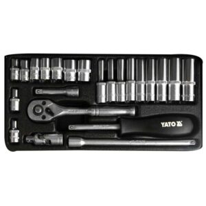 Socket Set - AS-Drive 6 Point - Chrome Vanadium - 1/4" Connector - 23 Piece - YT-14421