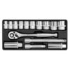 Socket Set - AS-Drive 6 Point - Chrome Vanadium - 3/8" Connector - 15 Piece - YT-38631