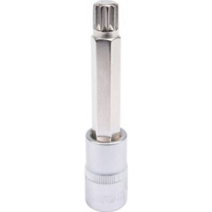 Spline Bit Socket - Chrome Vanadium - 1/2" Connector - Long - M12 x 100mm - YT-04354