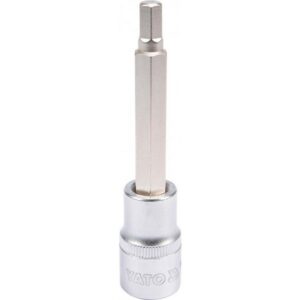 Hex Bit Socket - Chrome Vanadium - 1/2" Connector - Long - HEX 7 x 100mm - YT-04393