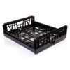 Plastic Stack Nest Crate - Vented Base and Sides - Std. Bread Crate Height - 59.5 x 52.8 x 18 cm - Recycled Material - Black - PI-100-black
