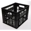 Milk Crate - Vented Base and Sides - Plastic Dairy Container - 43 x 33.5 x 30.5 cm - Recycled Material - Black - PI-200-black