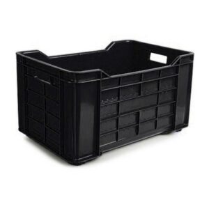 Stack Crate - Agri Lug - Plastic Box - Solid Base and Sides - 53 x 35.5 x 29 cm - Recycled Material - Black - PI-401-Solid-black