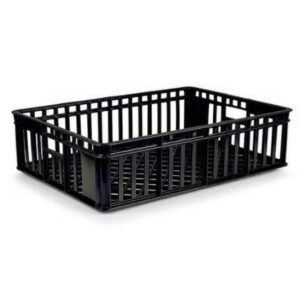 Freezer Stacking Crate - Plastic Box - Vented Base and Sides - 63.5 x 45.5 x 17 cm - Recycled Material - Black - PI-735-black