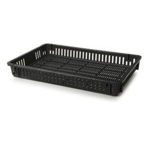 Vented Drying Crate - Plastic Box - Vented Sides and Base - 60 x 40 x 7.5 cm - Recycled Material - Black - PI-647-V-black