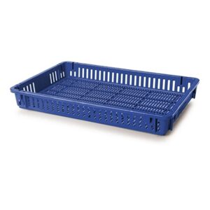 Vented Fruit Drying Crate - Plastic Box - Vented Base and Vented Sides - 60 x 40 x 7.5 cm - Virgin Material - HACCP - PI-647-V-virgin