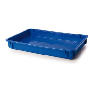 Stack Nest Butchery Crate - Fruit Drying Plastic Box - Solid Sides and Base - 60 x 40 x 7.5 cm - Virgin Material - HACCP - PI-647-S-virgin