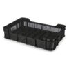 Stack Crate - Plastic Box - Vented Base and Sides - 53 x 35.5 x 11.5 cm - Recycled Material - Black - PI-430-Vented-black