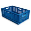 Folding Collapsible Crate - Plastic Box - Vented Base and Sides - 60 x 40 x 22.58 cm - 35L - Virgin Material - HACCP - PI-FC64-H225-virgin
