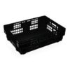 Heavy Duty Freezer Nesting Crate - Plastic Box - Vented Base and Sides - 62.5 x 45 x 17 cm - Recycled Material - Black - PI-730-black