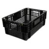 Nesting Agri Crate - Plastic Agri Box - Vented Base and Sides - 60 x 40 x 24 cm - Recycled Material - Black - PI-720-black