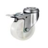 Castor Wheels - Nylon - Bolt Hole Swivel - Brake - White - 65mm - TOOC473