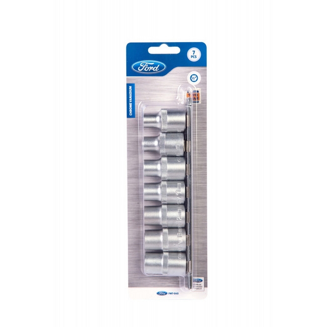 Socket Set - 1/2" Drive - 8 mm to 14 mm - Chrome Vanadium - 7 Piece - FMT-045