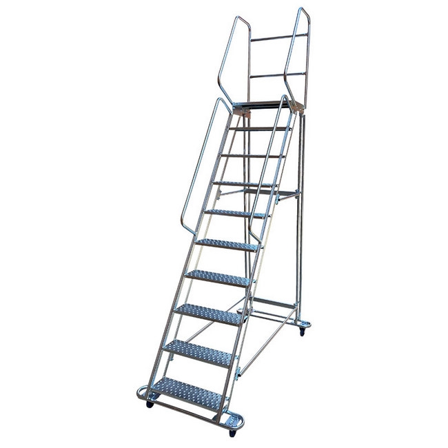 Mobile Safety Step Ladder - Mounty Rollstep - 10 Step - 3.365m High - MLH10