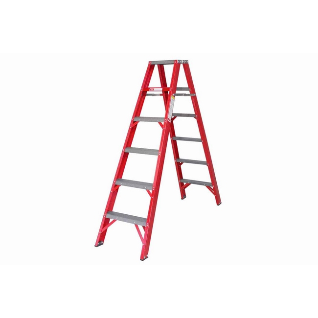All Fibreglass Double Sided Ladder - Industrial A-Frame - 6 Steps - 1.8m - FGSD6-ALL