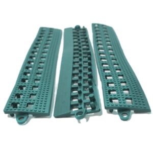 Floor Tile Male Edge - Flexi-Deck Interlinking Anti-Slip Drainage PVC Mat - 30 x 5 x 1.3 cm - Green - Pack of 3 - FD040002M3