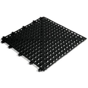Floor Tile - Flexi-Deck Interlinking Anti-Slip Drainage PVC Mat - 30 x 30 x 1.3 cm - Black - Pack of 9 - FD010001