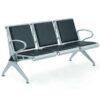 Airport Bench - Indoor Waiting Room Seat - Mild Steel - Upholstered - Heavy Duty - Three Seater - Flat Pack - 185 x 67 x 82 cm - PD03A-black