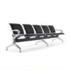 Airport Bench - Indoor Waiting Room Seat - Chrome - Upholstered - Five Seater - Flat Pack - 302 x 67 x 82 cm - PC05A-black