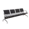 Airport Bench - Indoor Waiting Room Seat - Chrome - Upholstered - Four Seater - Flat Pack - 244 x 67 x 82 cm - PC04A-black