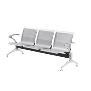 Airport Bench - Indoor Waiting Room Seat - Chrome - Three Seater - Flat Pack - 185 x 67 x 82 cm - PC03