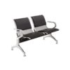 Airport Bench - Indoor Waiting Room Seat - Chrome - Upholstered - Two Seater - Flat Pack - 127 x 67 x 82 cm - PC02A-black