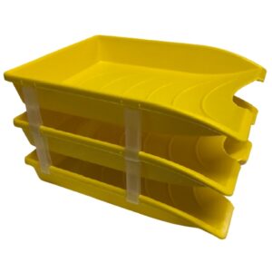 Letter Tray - Plastic - Triple - 35 x 26 x 6 cm - Colour Options - Pack of 21 - 014LT-T-Y