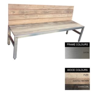 Slimline Bench - Stainless Steel 304 and Wood - Bolt Down - 45x180x49cm - Colour Options - SLB4242S
