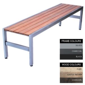 Slimline Bench - Steel and Wood - Adj. Feet - 45x180x45cm - Colour Options - SL4641PC