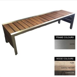 Mall Bench - Stainless Steel 304 and Wood - Adj. Feet - 45x240x51cm - Colour Options - ML4261S