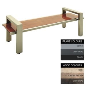 Modern Bench - Steel and Wood - Bolt Down - 45x180x49cm - Colour Options - MD4642PC