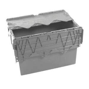 Plastic Crate - Hinged Lid - SABS Approved - 70L - Grey - Pack of 80 - AT64400-grey