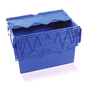Plastic Crate - Hinged Lid - SABS Approved - 70L - Blue - Pack of 80 - AT64400-blue