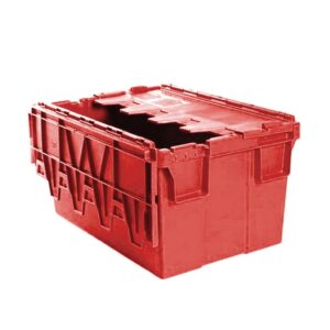 Plastic Crate - Hinged Lid - SABS Approved - 55L-Red - Pack of 80 - AT64315-red