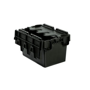 Plastic Crate - Hinged Lid - 6.4L - Recycled Plastic - Black - Pack of 100 - AT32182R-black