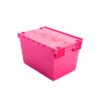 Crate - Security Container - Plastic ALC - Attached Hinged Lid - 68L - 60 x 40 x 36.5cm - Pink - ALC-365-Pink