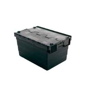 Crate - Security Container - Plastic ALC - Attached Hinged Lid - 18L - 40 x 30 x 24cm - Black - (MOQ 500) - ALC-240-Black