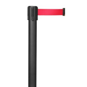 Retractable Queue Barrier Pole - Red Belt - Mild Steel - 350 x 930mm - HOSQ006RED