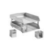 Desk Set - Square Punch Steel Range - Metal - Letter Tray - Pencil Cube and Cup - Silver - 412SI
