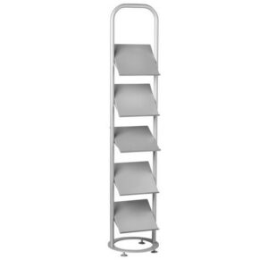 Steel Magazine Holder - Floor Standing - 5 Tilting Shelves - 41 x 41 x 194 cm - Silver - 248SI