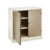 Steel Cupboard - Metal Stationery - 2 Shelves - Ivory and Karoo - Knock Down (Requires Assembly) - 90 x 90 x 45 cm - SC004KD-ivorykaroo