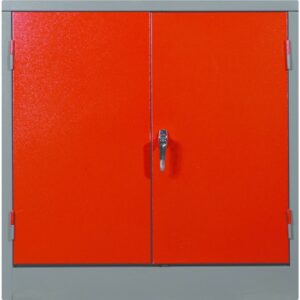 Steel Stationery Cupboard - Metal Storage Cabinet - 2 Shelves - Grey and Red - 90 x 90 x 45 cm - SC004-1-greyred