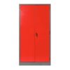 Steel Stationery Cupboard - Metal Storage Cabinet - 4 Shelves - Grey and Red - 180 x 90 x 45 cm - SC002-1-greyred