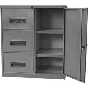 Steel Office Filing Cabinet and Cupboard - 3 Drawer File - 101.5 x 90 x 63 cm - FC33-grey