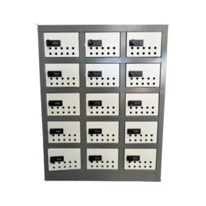 Steel Cell phone Locker - Metal - 15 Compartment - 73 x 57 x 30 cm - CELLOCK15-greyivory