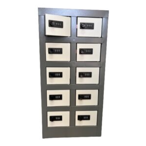 Steel Cell Phone Locker - Metal - 10 Compartment - 61 x 30 x 30 cm - CELLOCK10-greyivory