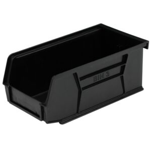 Stack & Hang Parts Storage Bin - Small Plastic Container - Size 3 - 19 x 10.5 x 7.5 cm - Black - BIN-3-BLACK